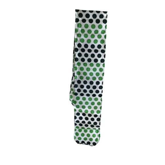 Vintage Polka Dot Green & Black Hand-Rolled Silk Scarf Retro 36 X 4 Inches Light - Picture 3 of 3